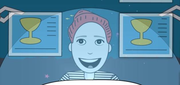 Jane character representing an end user developed for tech software firm Animated Character with sigs on either side